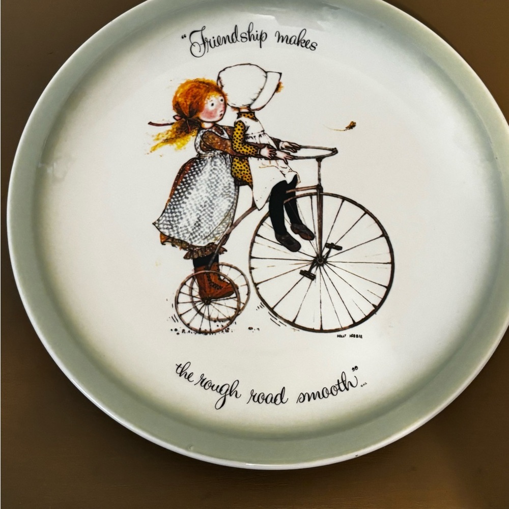 Holly Hobbie Friendship Bicycle Decorative Dinner Plate - White & Brown